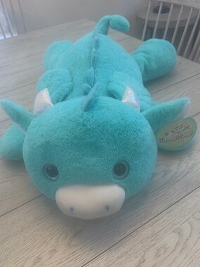 NWT Jumbo 32" Huggapals Tatiana Teal Dragon Plush Pillow Kellytoy Rare